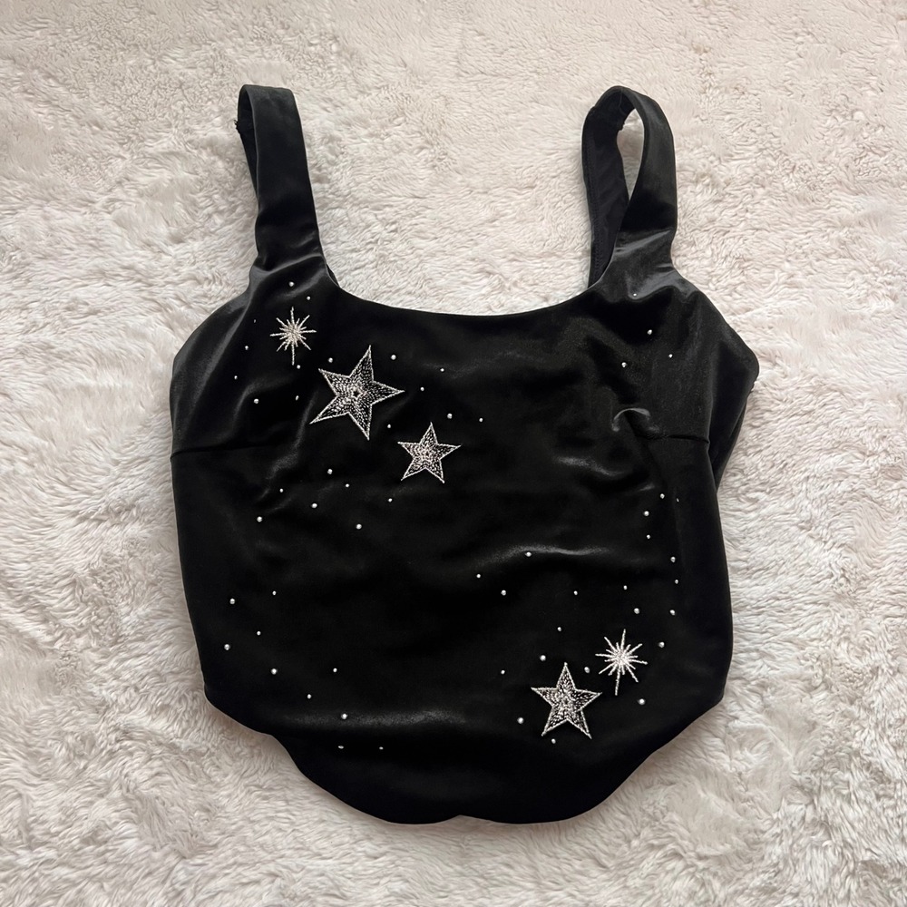 Victoria's Secret Black Star Embroidered Corset Top XS Celestial 11254532 NEW